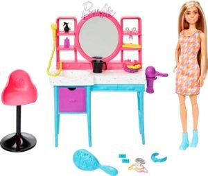 Barbie 2023 Juguetes para niñas - Juguetes para niñas - Set de Peluquería de Barbie